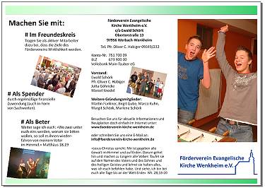 Info-Flyer des F&ouml;rdervereins Evang. Kirche Wenheim