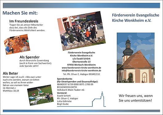 Info-Flyer des Fördervereins Evang. Kirche Wenheim